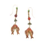 ANTIQUE ARTICULATED FISH EARRINGS