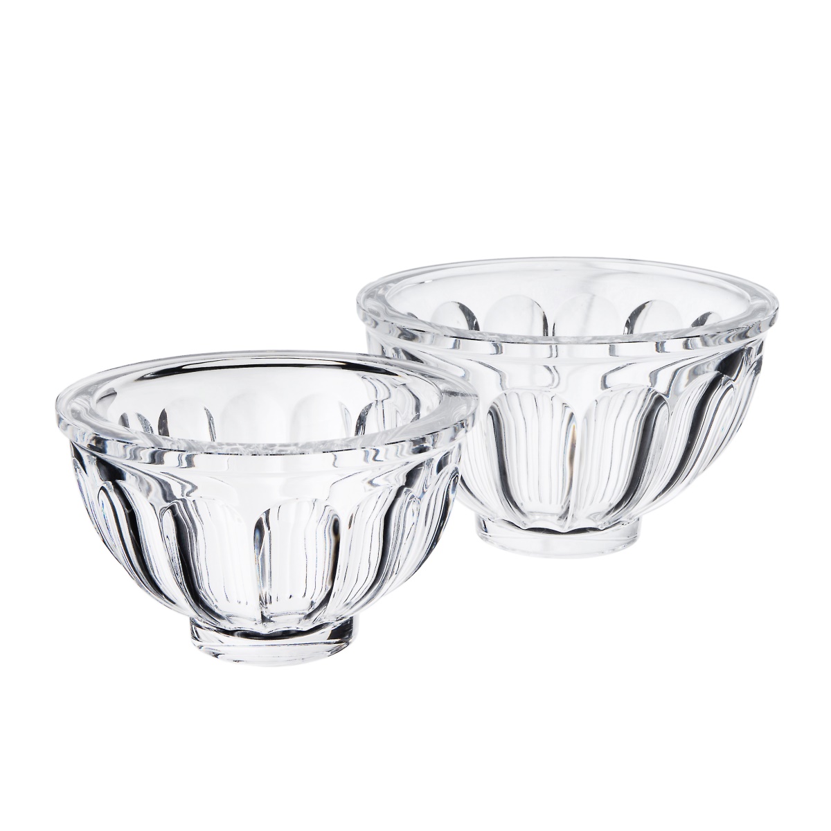 PAIR OF THICK GLASS BOWLS