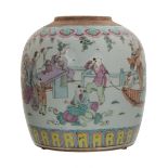 FAMILLE ROSE BOAT SCENE JAR