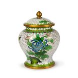 CHINESE CLOISONNE LIDDED JAR