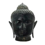 BRONZE KNOTTED HAIR BUDDHA HEAD