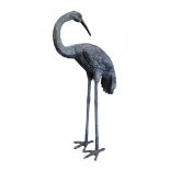 LARGE BRONZE FIGURE OF CRANE