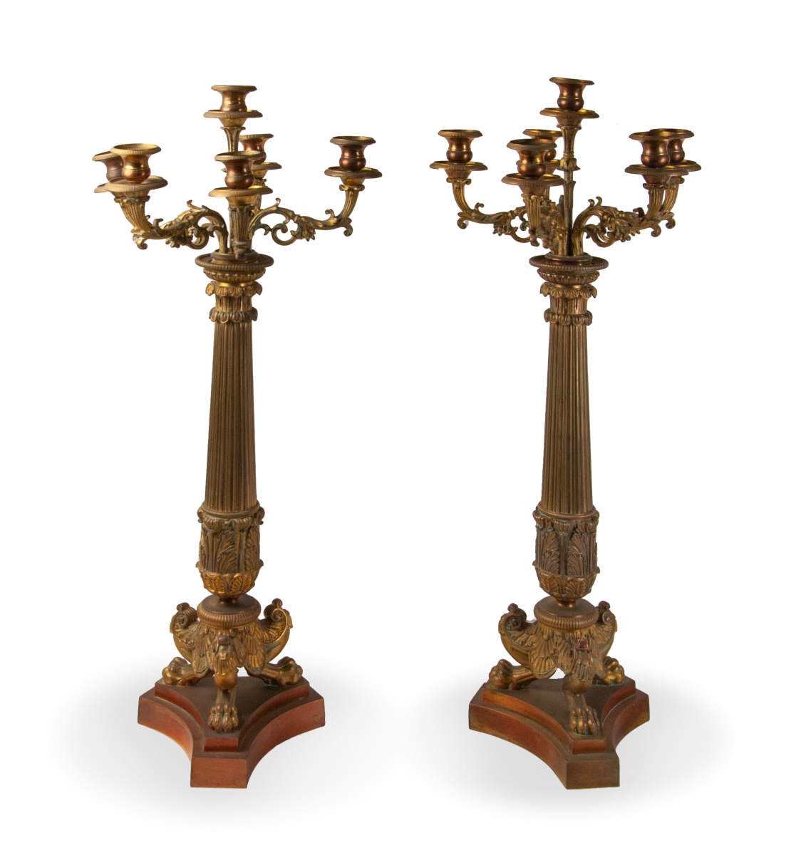 PAIR OF BRASS CANDELABRAS