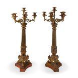 PAIR OF BRASS CANDELABRAS