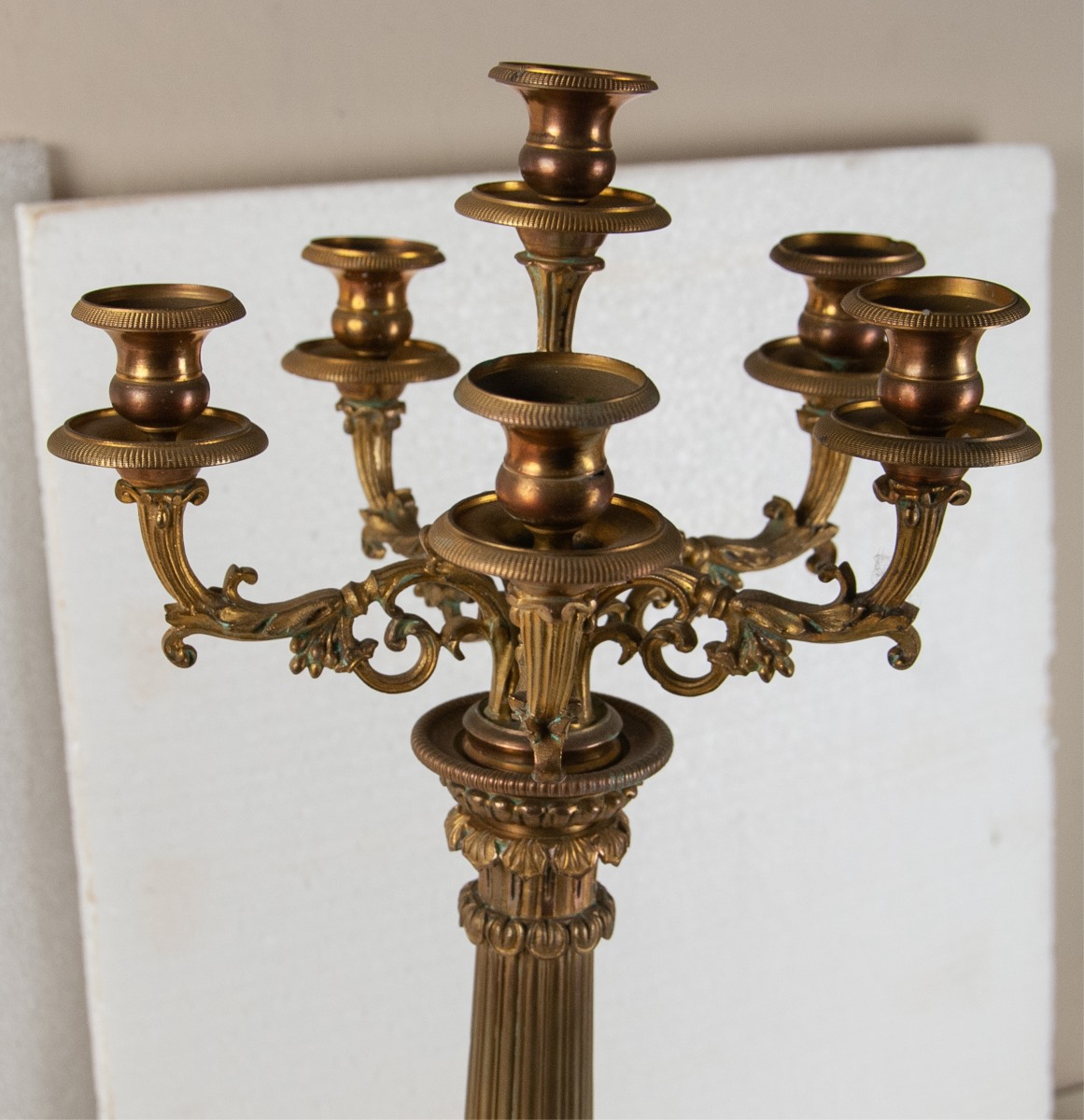 PAIR OF BRASS CANDELABRAS - Image 2 of 4