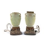 PAIR OF JADE VESSEL LAMPS