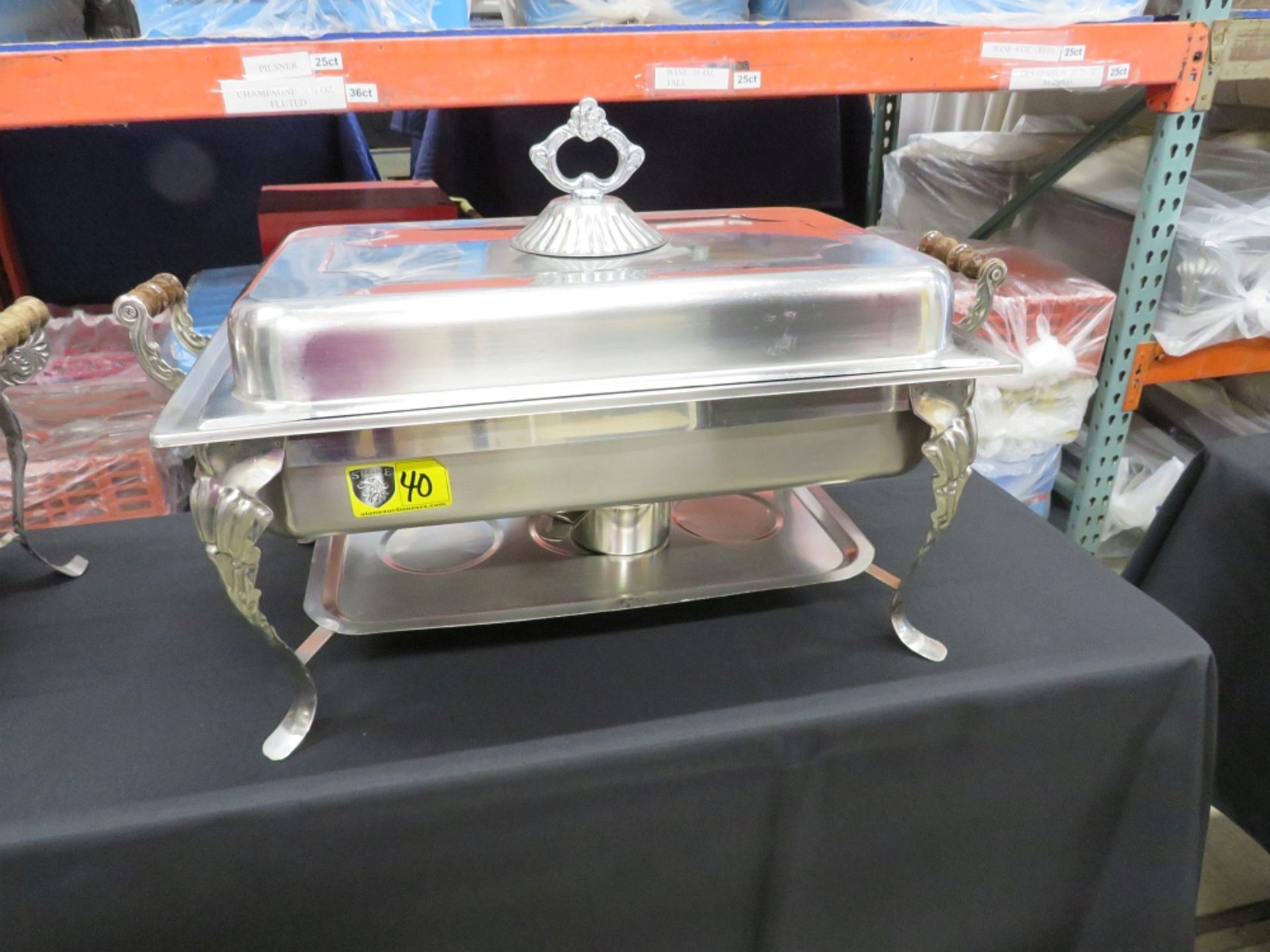 CHAFING DISH-WOOD HANDLE FULL SIZE SS- 8 qt.