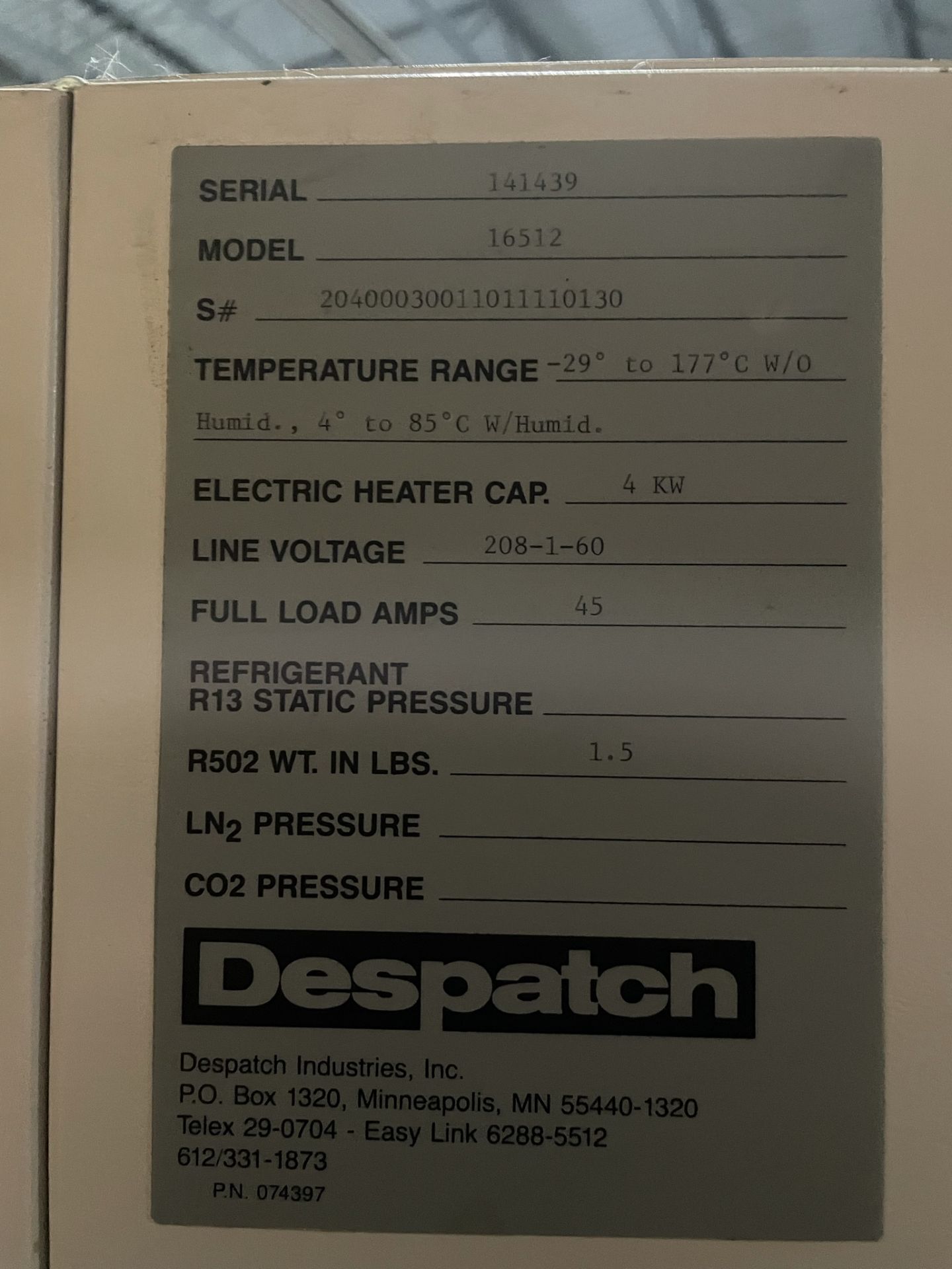 Despatch Model 16512 Oven, S/N:20400030011011110130 - Image 5 of 8