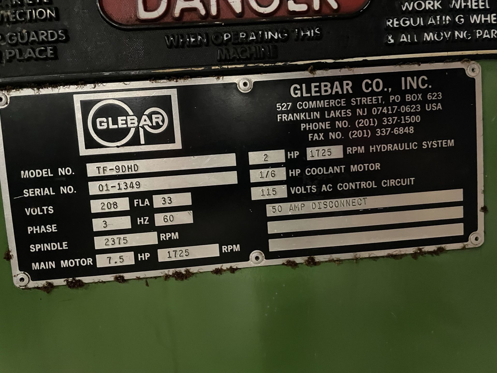 Glebar Model TF-9DHD, S/N: 01-1349, Auto Wheel Dresser - Image 6 of 13