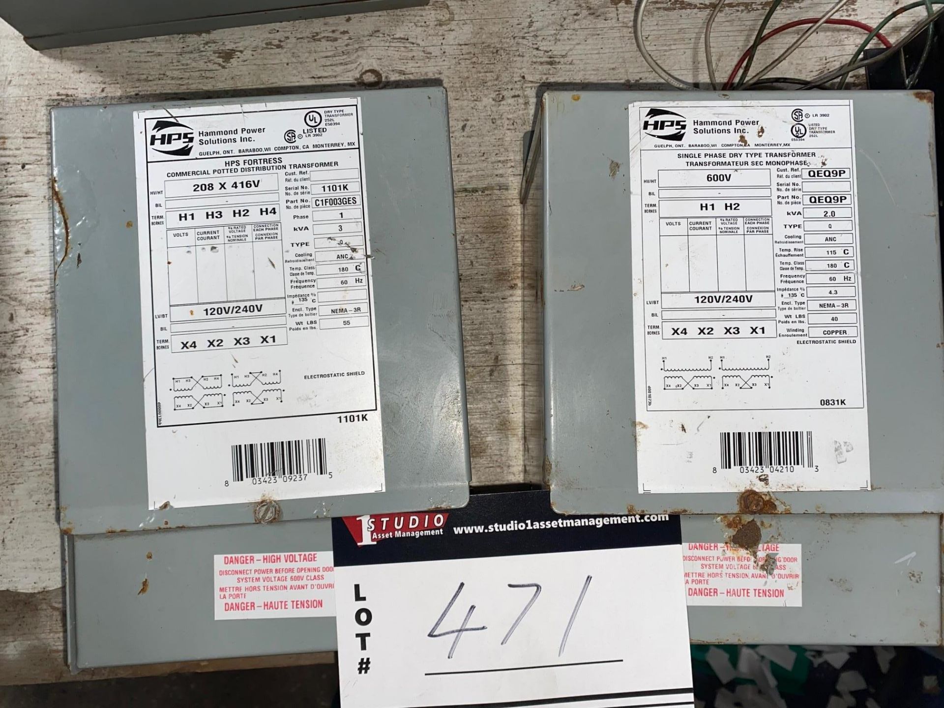 LOT OF 2 HAMMOND HPS FORTRESS COMMERCIAL PLOTTED DISTRIBUTION TRANSFORMERS