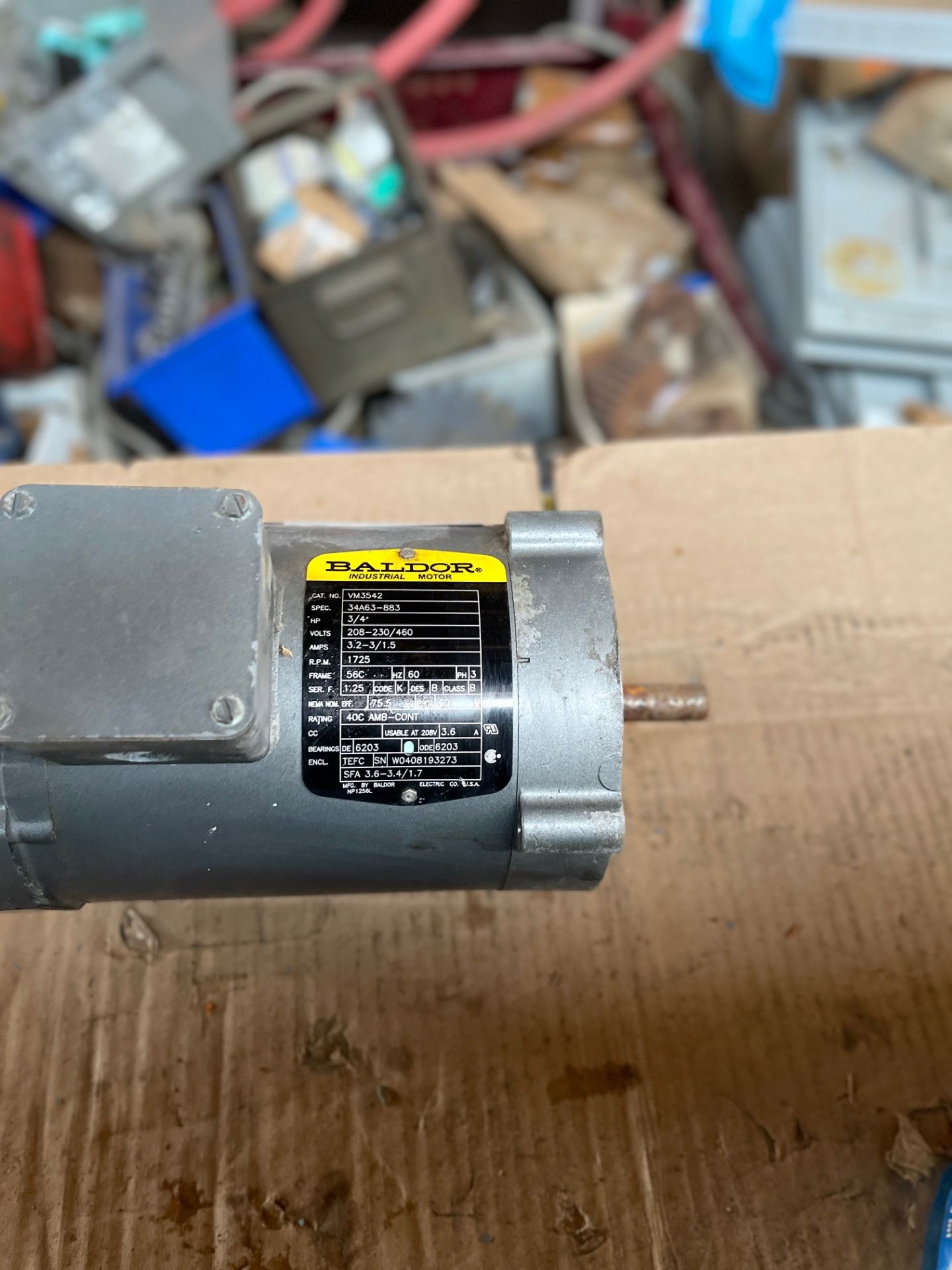BALOR INDUSTRIAL MOTOR, RPM 1725, AMPS 3.2-3/1.5, VOLTS 208-230/460, HP 3/4 - Image 2 of 4