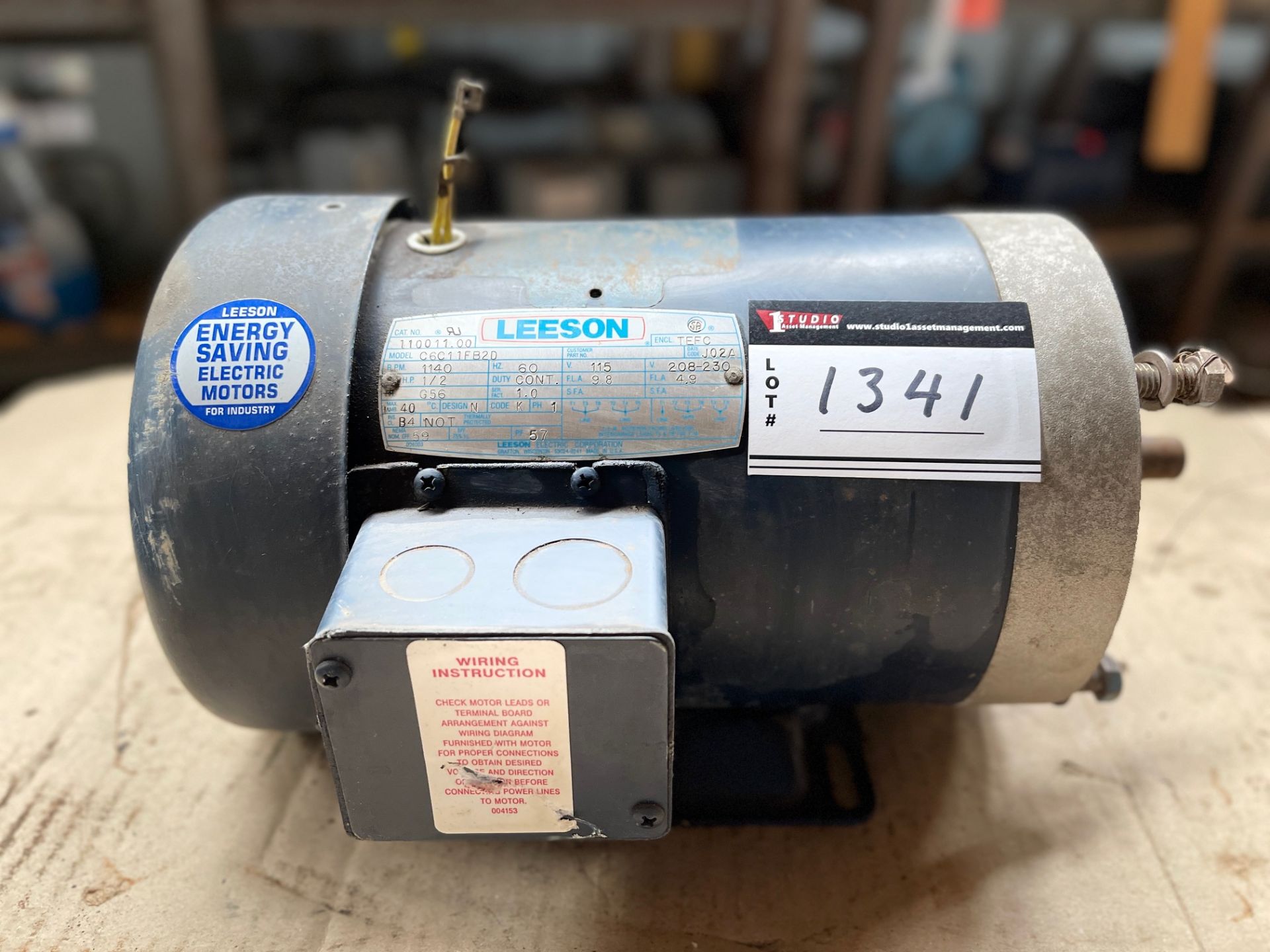 LEESON ELECTRICAL CORPORATION, ELECTRIC MOTOR, RPM 1140, HP ½, 208-230