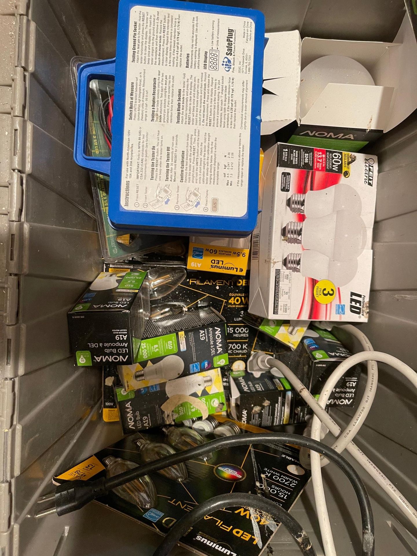 ASSORTED LED LIGHTBULBS, MULTI METERS, RECEPTACLES, AND BOXES - Image 2 of 11