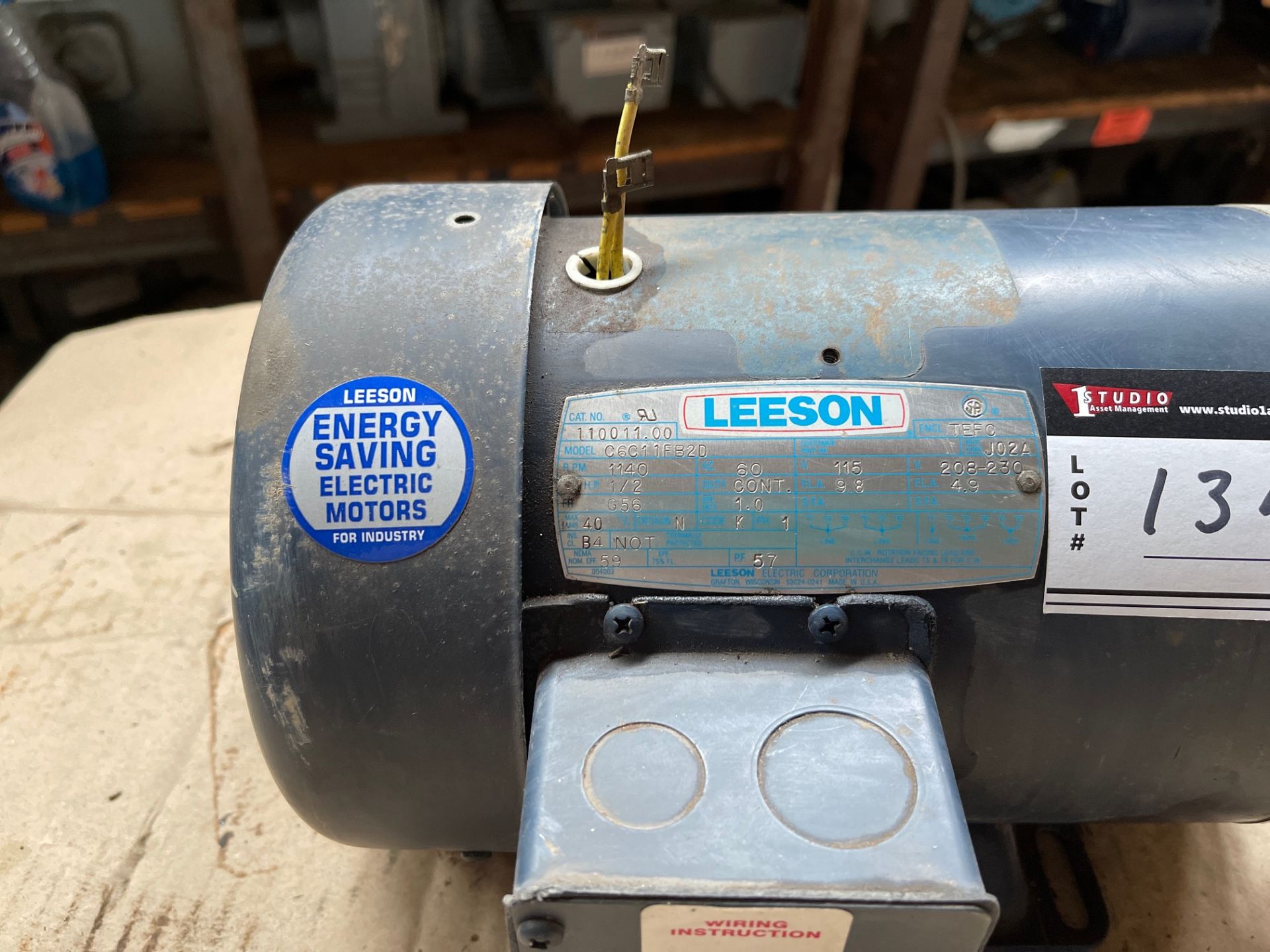 LEESON ELECTRICAL CORPORATION, ELECTRIC MOTOR, RPM 1140, HP ½, 208-230 - Image 2 of 4