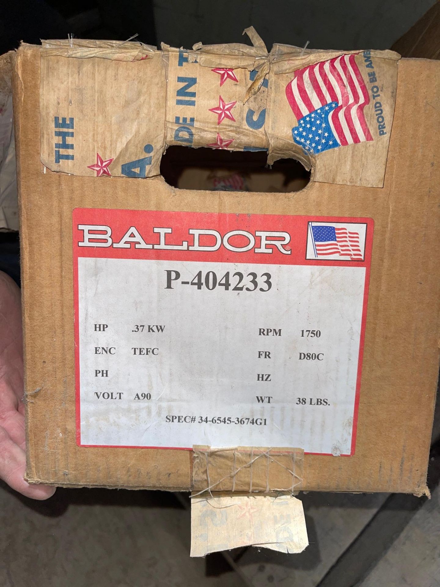 BALDOR .37 KW, 1750 RPM, 90 V DC, OFF A WRAPPER - Image 3 of 3