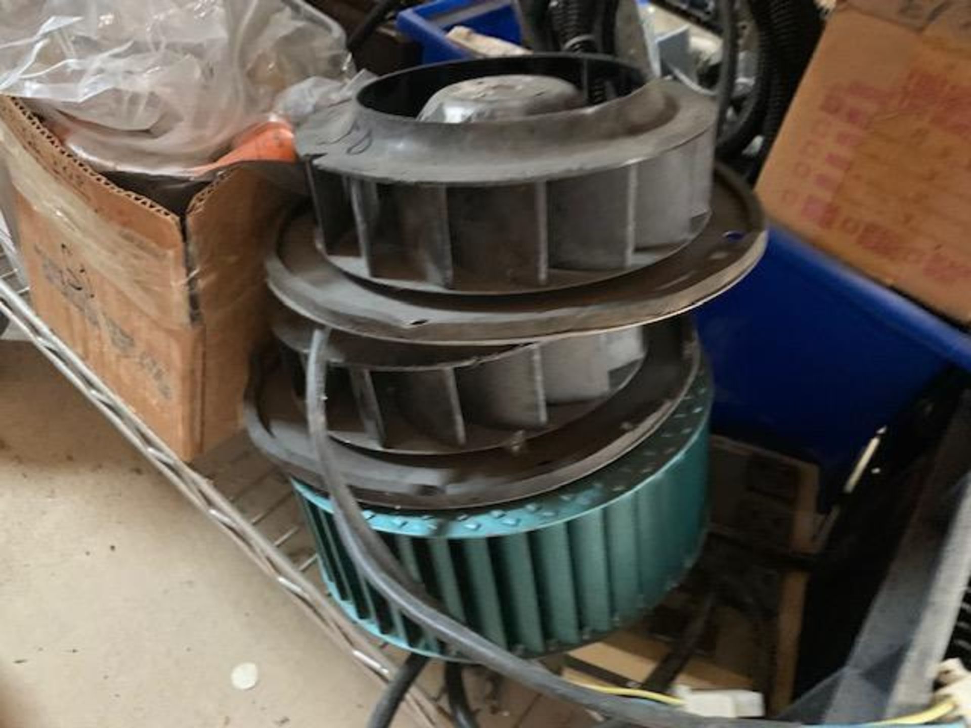 LOT OF ASSORTMENT OF HEATING FANS, HINGES, FANS, MOTORIZED FANS, RIGGING FEE $ - Image 3 of 3