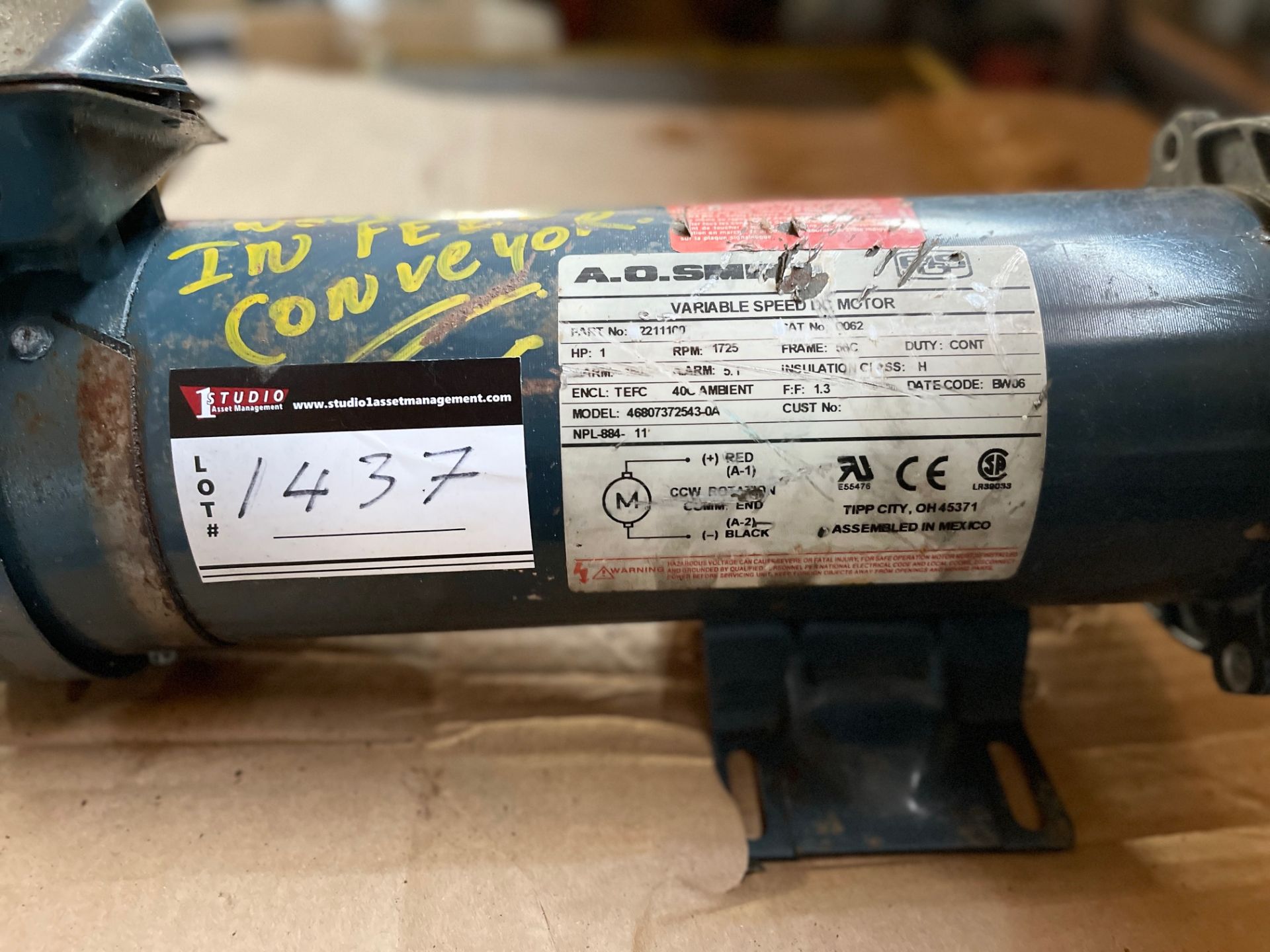 VARIABLE SPEED DC MOTOR; RMP 1725, 1HP - Image 6 of 6