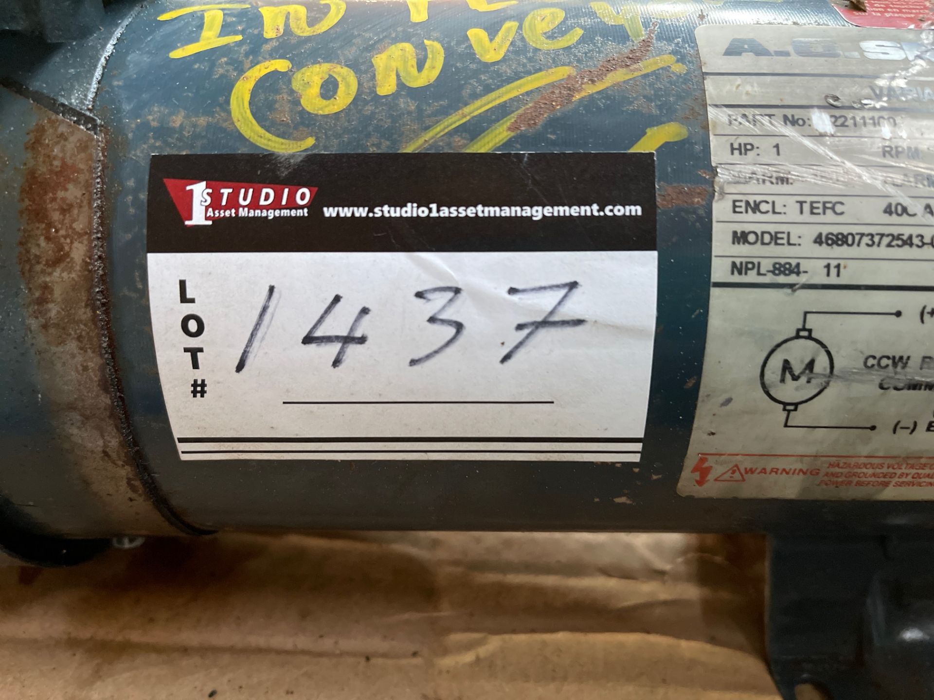 VARIABLE SPEED DC MOTOR; RMP 1725, 1HP - Image 5 of 6