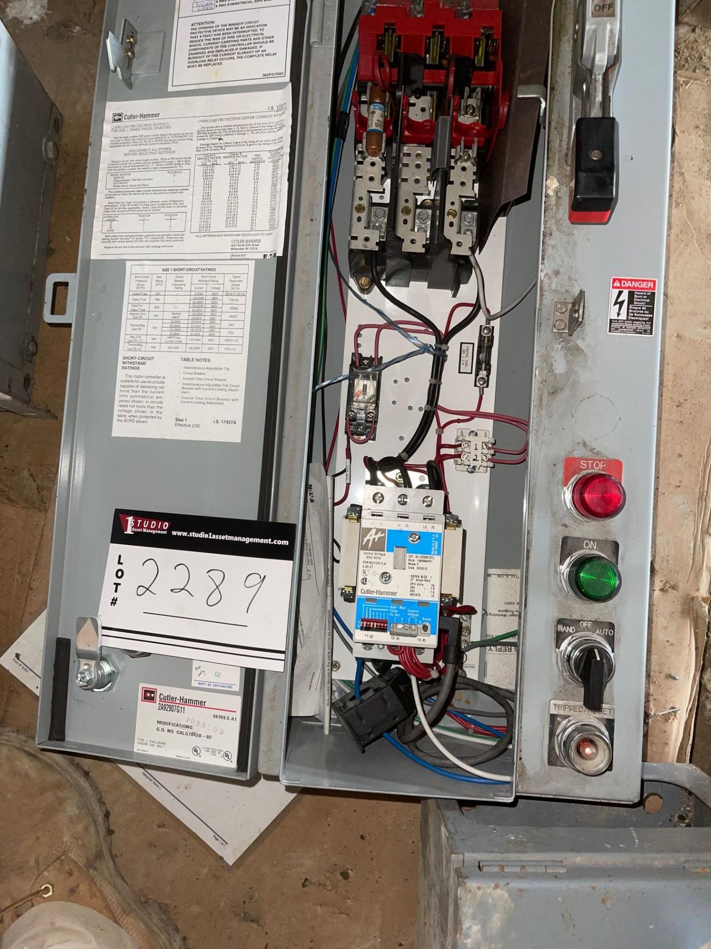 CUTLER HAMMER 2A92937G11, OVERLOAD PROTECTIN SETTINGS FOR SIZE 1 THREE-PHASE STARTERS, COMBINATION