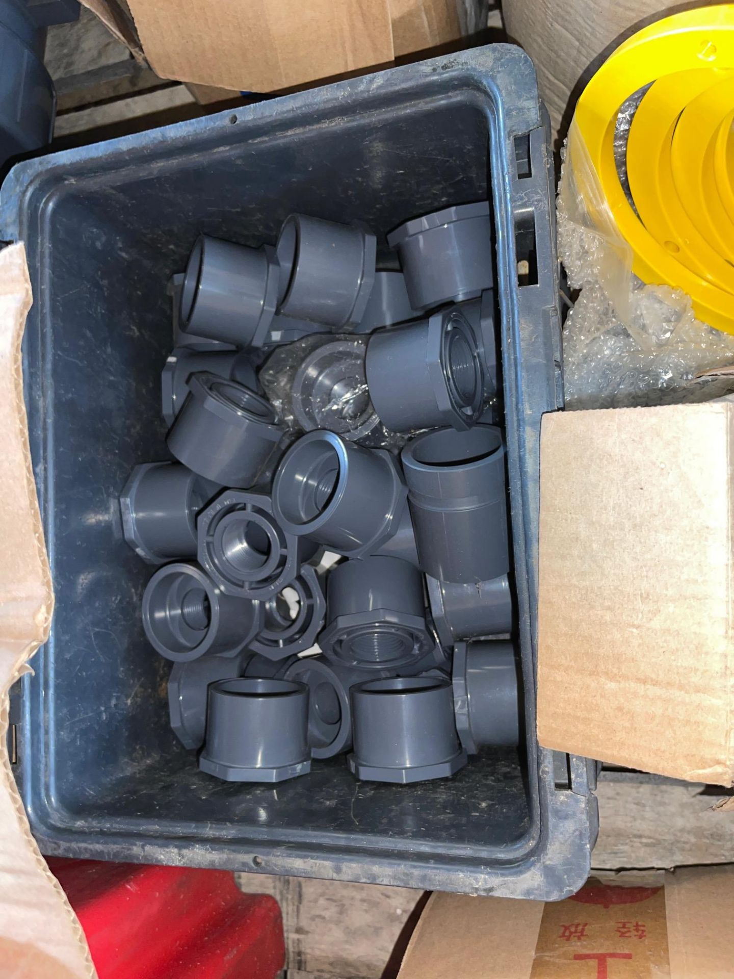 LOT OF MISC - HAYWARD 6” PVC BALL VALVE EPDM O RINGS WITH THREE FLANGES, SPEAR 1” BULKHEAD FITTING - Image 7 of 9