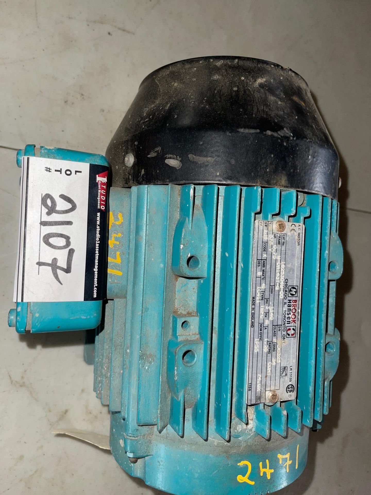 BROOK NAMSEN ELECTRIC MOTOR, 75 HP, 1150 RPM, 575 VOLTS, RIGGING FEE $