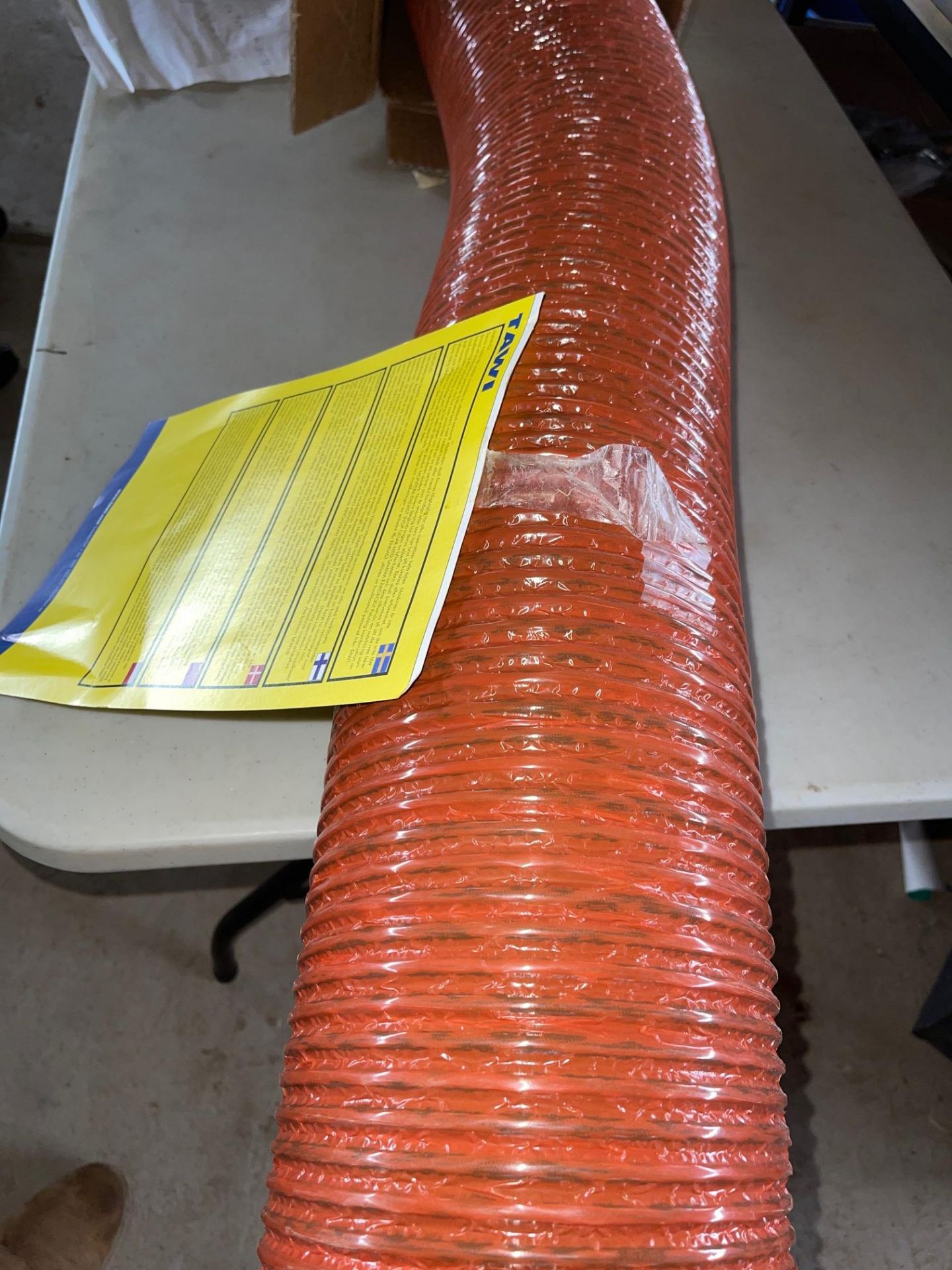 TAWI, 7” EXPANDABLE STEEL WIRE RUBBER COATED FIRE RETARDANT HOSE, APPROX 12” LONG, RIGGING FEE $ - Image 2 of 3