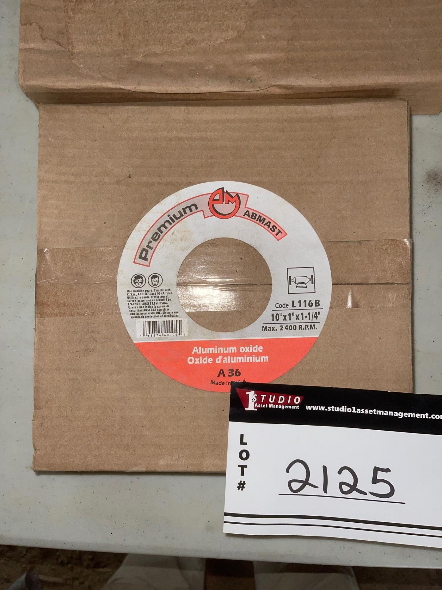 LOT OF GRIND WHEELS, ALUMINUM OXIDE, QTY 1, 12" X 1 1/2" X 1 ½", QTY 1, 10" ×1" ×1 ¼, RIGGING FEE $ - Image 3 of 3