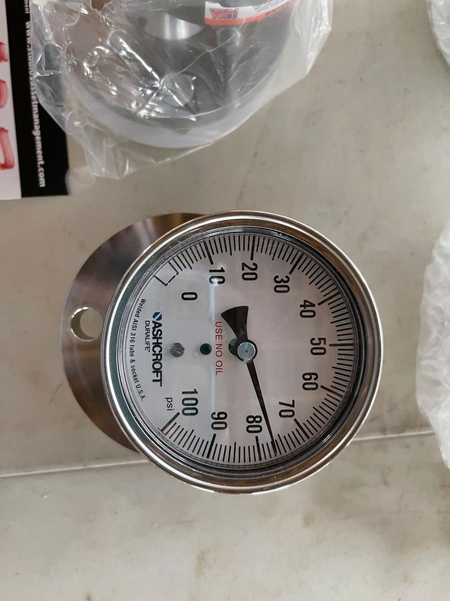 LOT/ ASHCROFT DURALIFE (6), 4” DIAMETER PRESSURE GAUGE, 8964 WITH ASHCROFT, C1215, 1-1/2”- 150° - Image 2 of 3