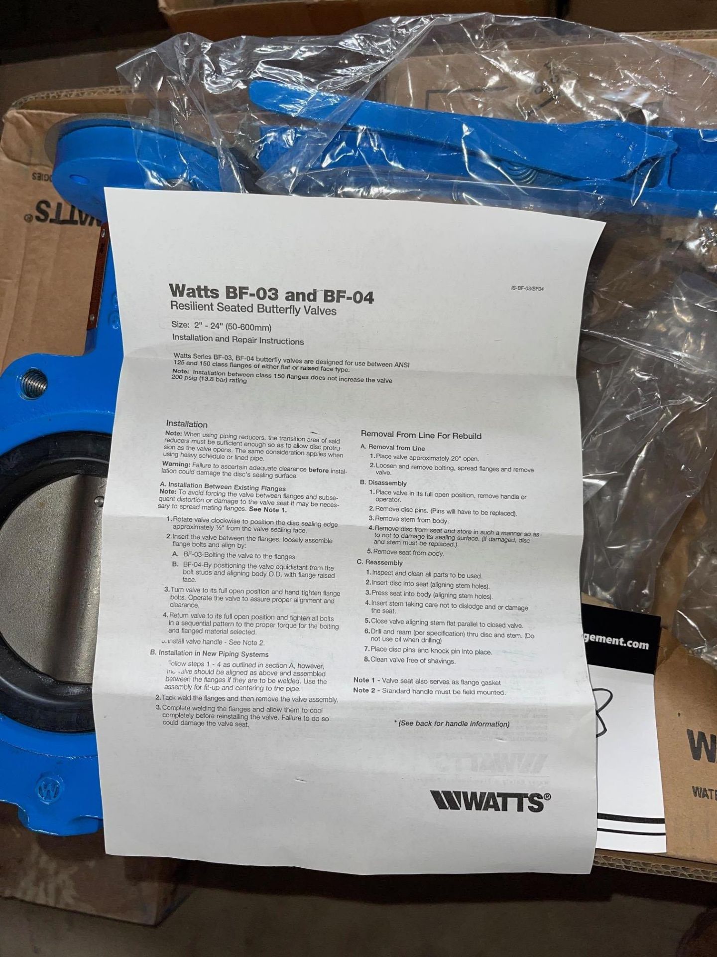 LOT/(6) LUG BUTTERFLY VALVES, WATTS 4" CF8M BUTTERLY VALVES THREADED BODY RESILENT SEATED - Image 5 of 5