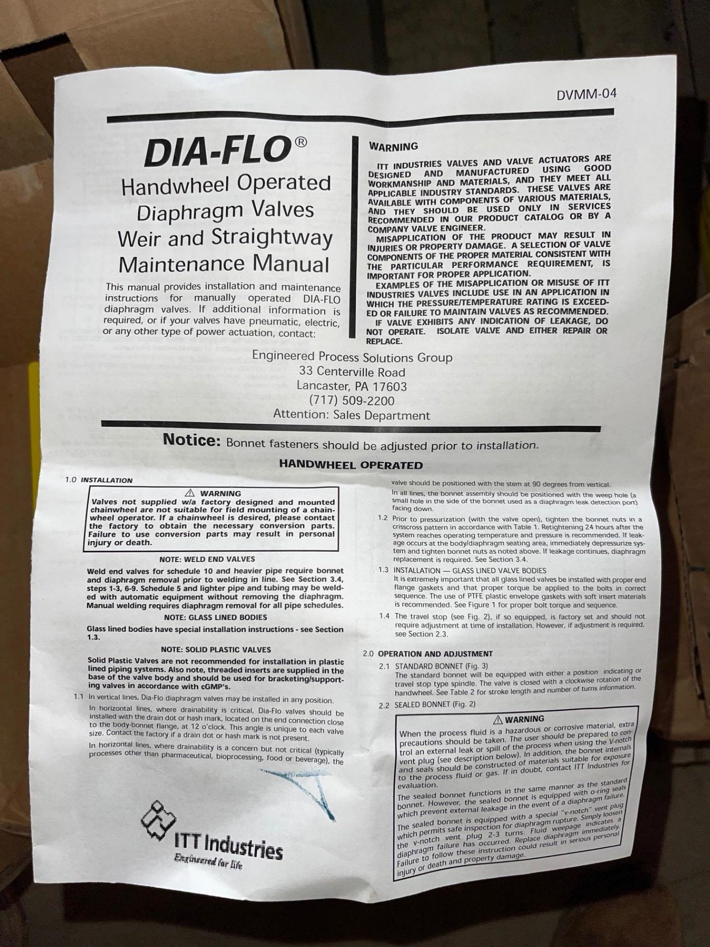 LOT OF DIAPHRAM VALVES, 1 ½” WITH FLANGE 4 BOLTS, DIAMETER FLOW, CRN-0C8631 5R4 HAND WHEEL OPERATED - Image 4 of 4