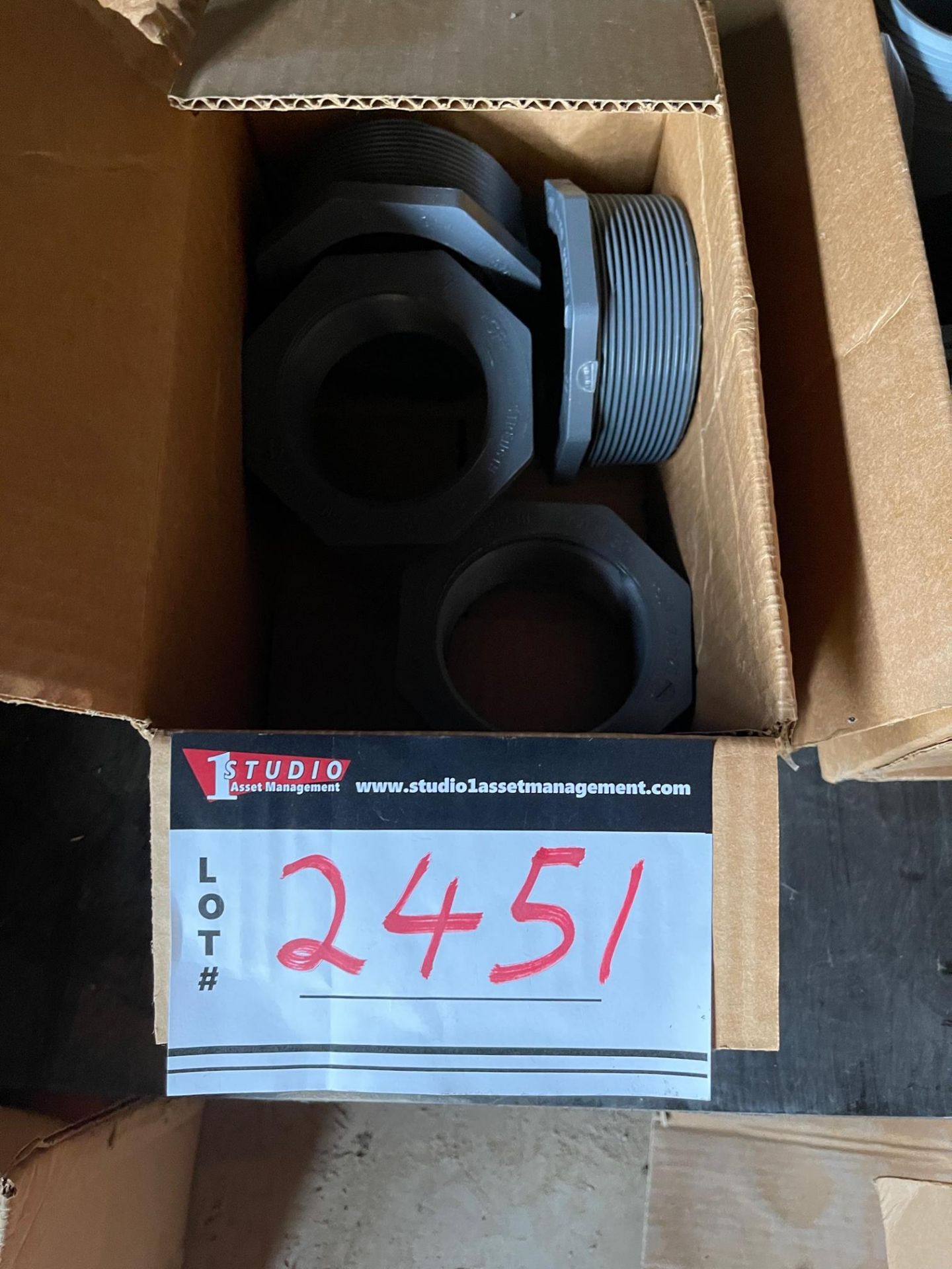 LOT/ PVC FITTINGS, 3” - 90° THREADED ELBOWS (16), 4×3” THREADED BUSHINGS (4), 3×3” NIPPLES (15),