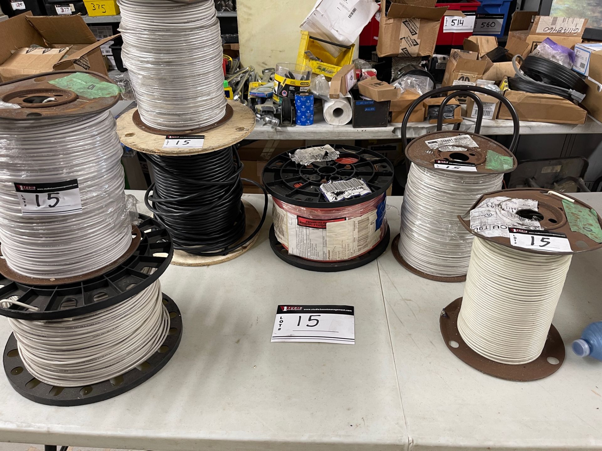 LOT/ (7) SPOOLS OF WIRE, FULL SPOOLS, T90, 10 GAUGE WHITE AND RED 6 X 300 METER SPOOLS APP AND T90 - Image 2 of 6