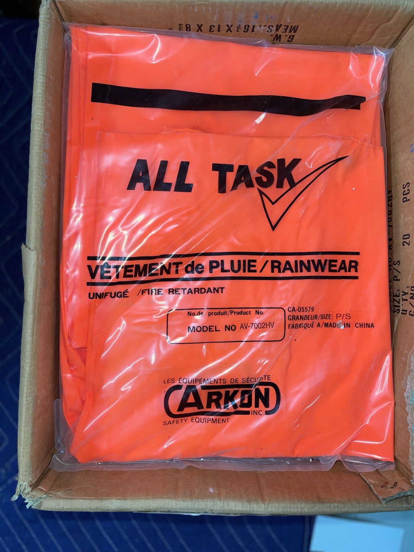 CASE/ALL TASK RAINWEAR(FIRE RETARDANT), SIZE SMALL, 10 PER CASE