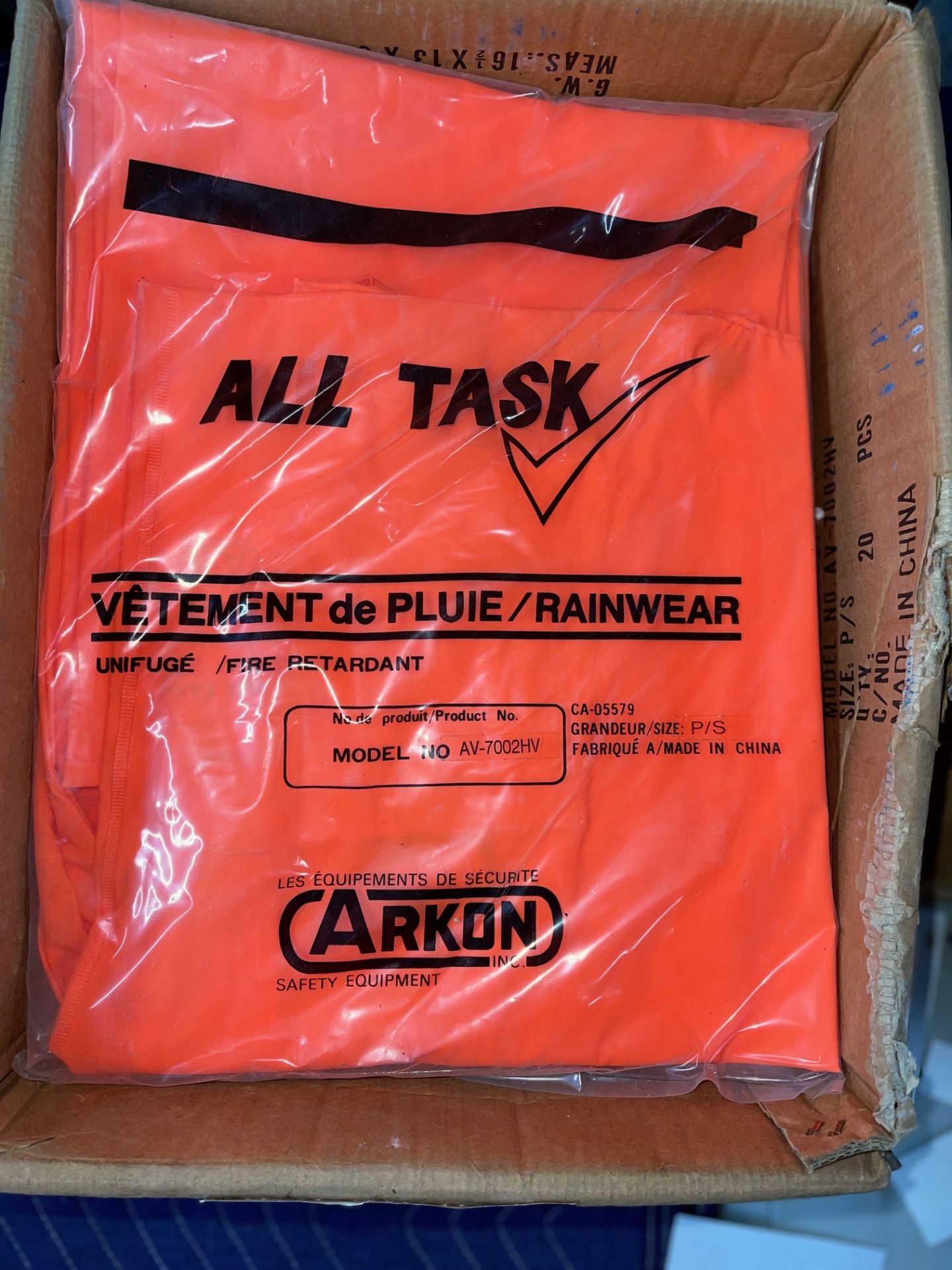 CASE/ALL TASK RAINWEAR(FIRE RETARDANT), SIZE SMALL, 10 PER CASE - Image 2 of 3