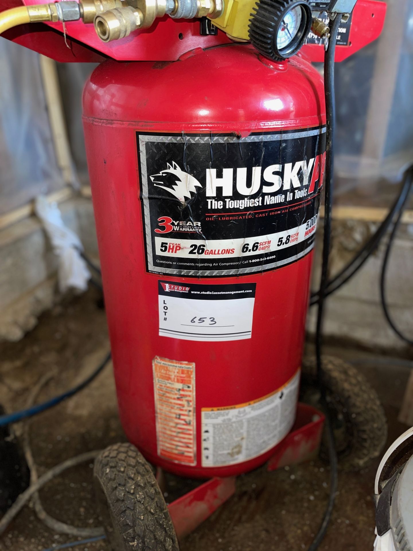 HUSKY PRO, 5 HP AIR COMPRESSOR, 26 GALLONS, 5 HP, 6.6. SCFM