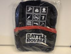 24 X BRAND NEW BATTLE ROYALE LARGE BACKPACKS WITH FRONT POCKET