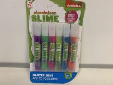 144 X BRAND NEW BOXED PACKS OF 6 NICKELODEON SLIME GLITTER GLUES