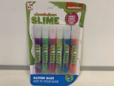 144 X BRAND NEW BOXED PACKS OF 6 NICKELODEON SLIME GLITTER GLUES