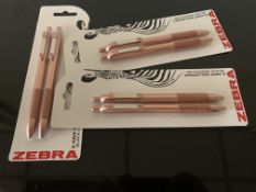 120 X BRAND NEW BOXED PACKS OF 2 ZEBRA GRIP BALL POINT PENS IN 10 BOXES