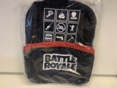 24 X BRAND NEW BATTLE ROYALE LARGE BACKPACKS WITH FRONT POCKET