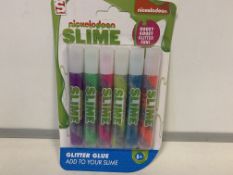 144 X BRAND NEW BOXED PACKS OF 6 NICKELODEON SLIME GLITTER GLUES