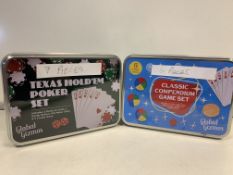 13 x NEW ITEMS TO INCLUDE: 7 x GLOBAL GIZMOS TEXAS HOLEM POKER SETS & 6 x CLASSIC COMPENDIUM GAME