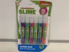 144 X BRAND NEW BOXED PACKS OF 6 NICKELODEON SLIME GLITTER GLUES