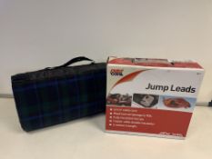 8 x NEW ITEMS TO INCLUDE: 3 x SETS OF AUTOCARE JUMP LEADS & 5 x AUTOCARE TRAVEL PICNIC RUGS