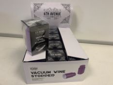 96 X BRAND NEW BOXED 6TH AVENUE VACUUM WINE STOPPERS IN 2 BOXES