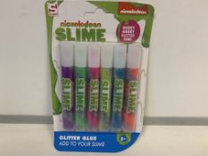 144 X BRAND NEW BOXED PACKS OF 6 NICKELODEON SLIME GLITTER GLUES