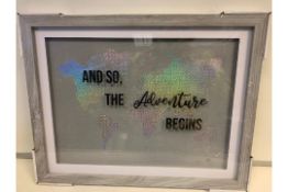 40 X BRAND NEW BOXED FRAMED AND SO THE ADVENTURE BEGINS HOLOGRAPHIC MAPS IN 10 BOXES