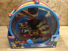 PALLET TO CONTAIN 72 x BRAND NEW BOXED PAW PATROL DRUM KITS - INCLUDES DRUM & STICKS, FLUTE,