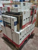 (J168) PALLET TO CONTAIN 21 x VARIOUS RETURNED TVS TO INCLUDE SHARP 32 INCH, BLAUPUNKT 24 INCH,