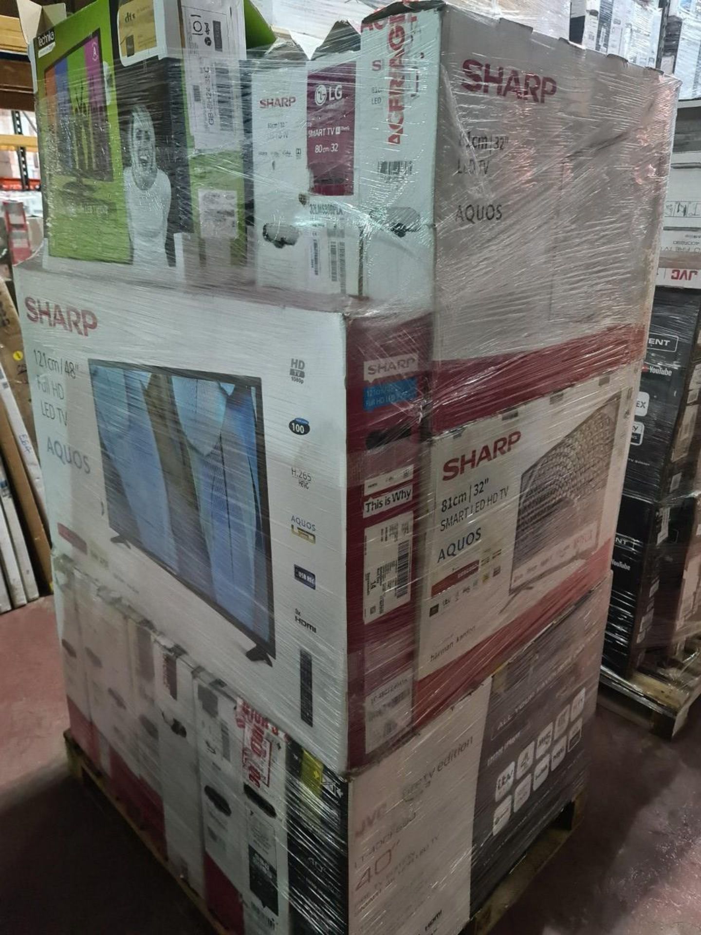 (J181) PALLET TO CONTAIN 28 x VARIOUS RETURNED TVS TO INCLUDE SHARP 32 INCH, SHARP 40 INCH. NOTE: - Image 2 of 2